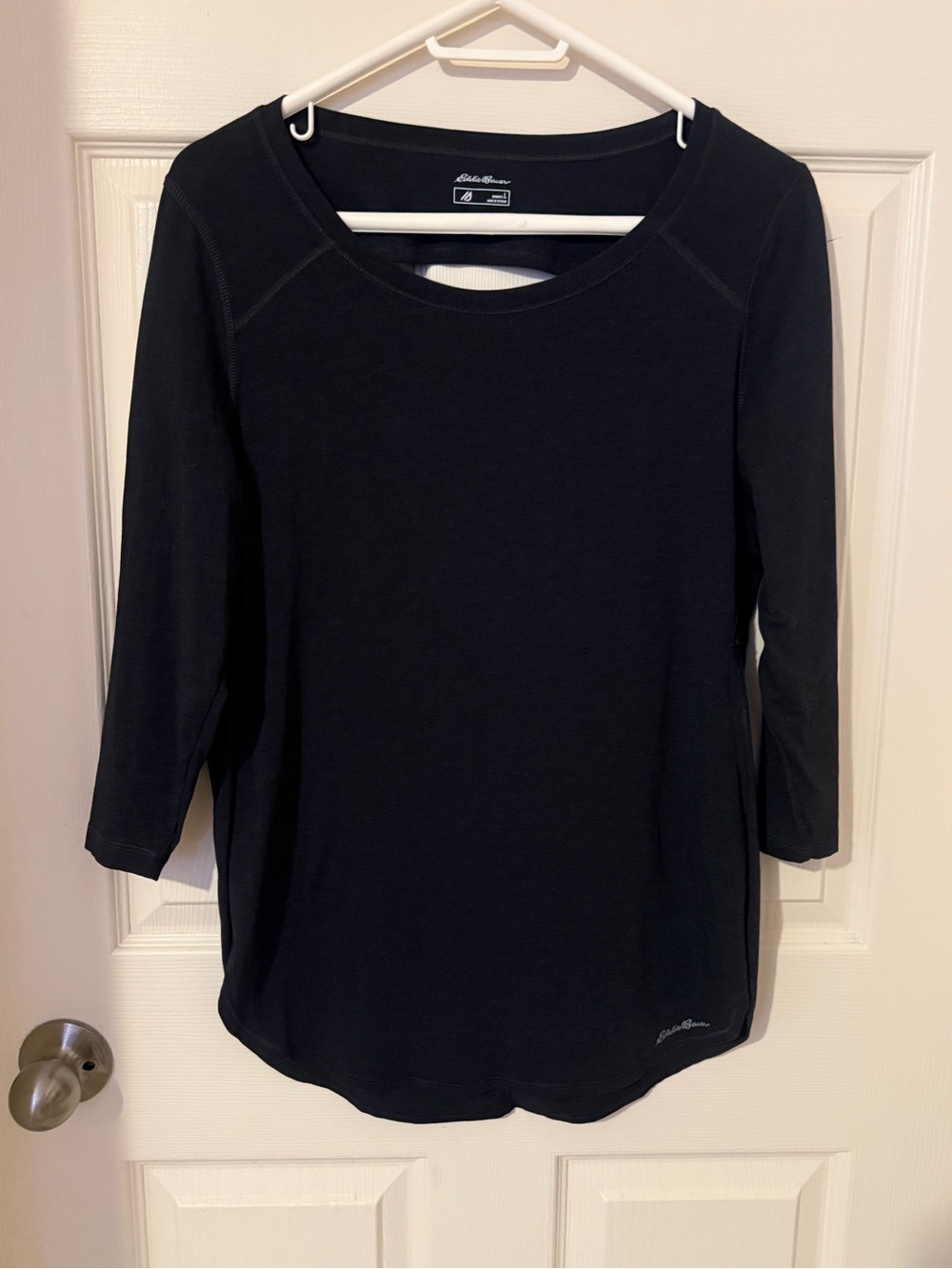 Eddie Bauer Black Long Sleeve Scoop-Neck Top